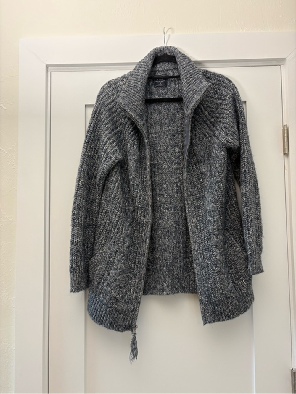 Abercrombie & Fitch Cozy Chunky Marled Full Zip Knit Cardigan Sweater Jacket M